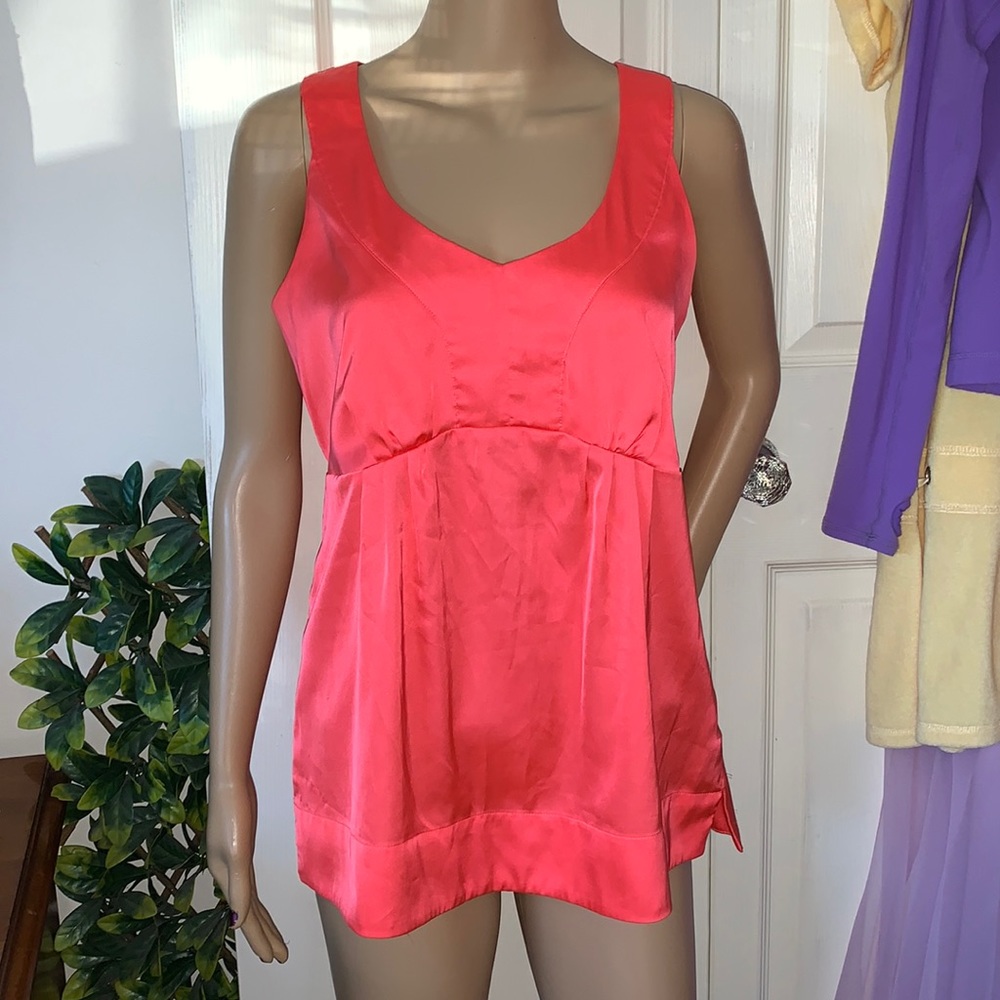 Neon Orange scoop sleeveless babydoll tunic tank top M